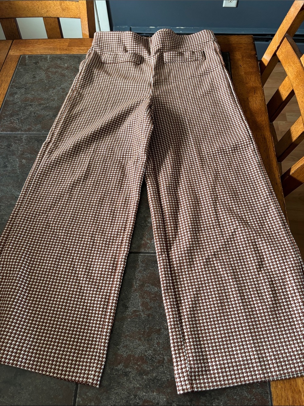 Jules & Leopold Brown Houndstooth Wide Leg Pants